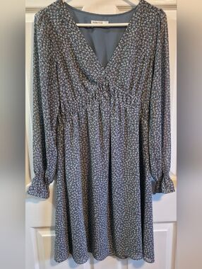 Signature Blue Micro-Print Midi Dress